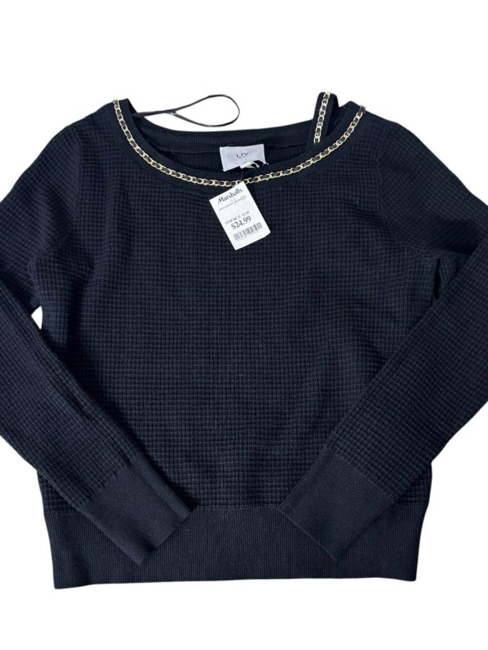 Liv Sweater Black Gold Chain Size Small NWT